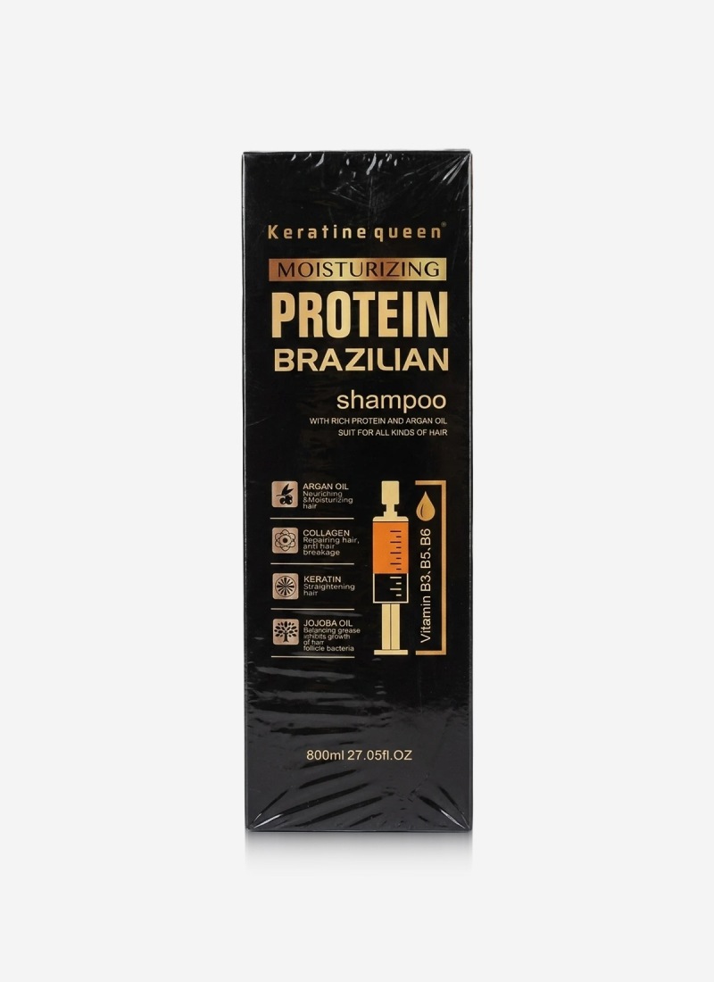 شامپو بدون سولفات کراتین کویین مدل Protein Brazilian مناسب موهای رنگ‌شده و کراتین‌شده حجم ۸۰۰ میلی‌لیتر